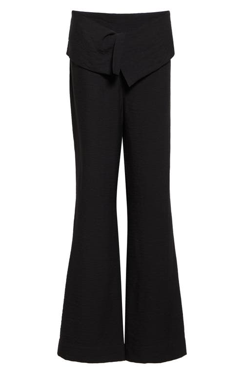 Emily Dawn Long Blake Foldover Waist Cotton Pants In Black