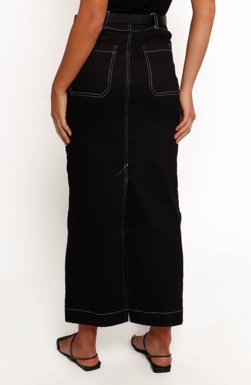 Petal And Pup Petal & Pup Nikko Topstitch Detail Stretch Cotton Midi Skirt In Black