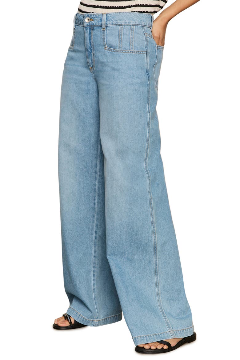 Highland Seamed Pocket Wide Leg Jeans, Alternate, color, SAIL AWAY