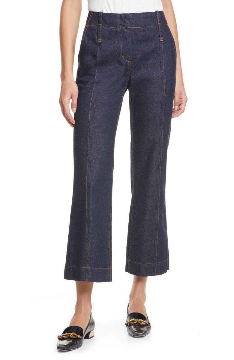 Tory Burch Crop Flare Nonstretch Jeans, Main, color, 