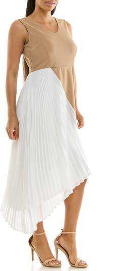 Asymmetric Pleated Midi Dress