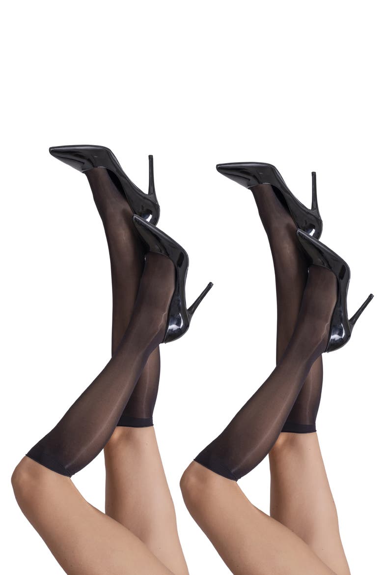 2-Pack Lustrous Silky Sheer Knee-High Socks, Alternate, color, BLACK