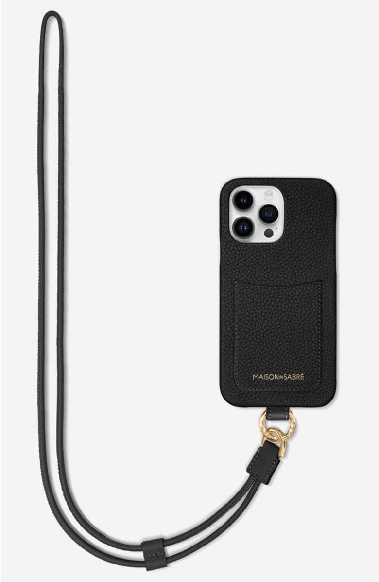 MAISON de SABRÉ Sling Phone Case, Alternate, color, Black Caviar