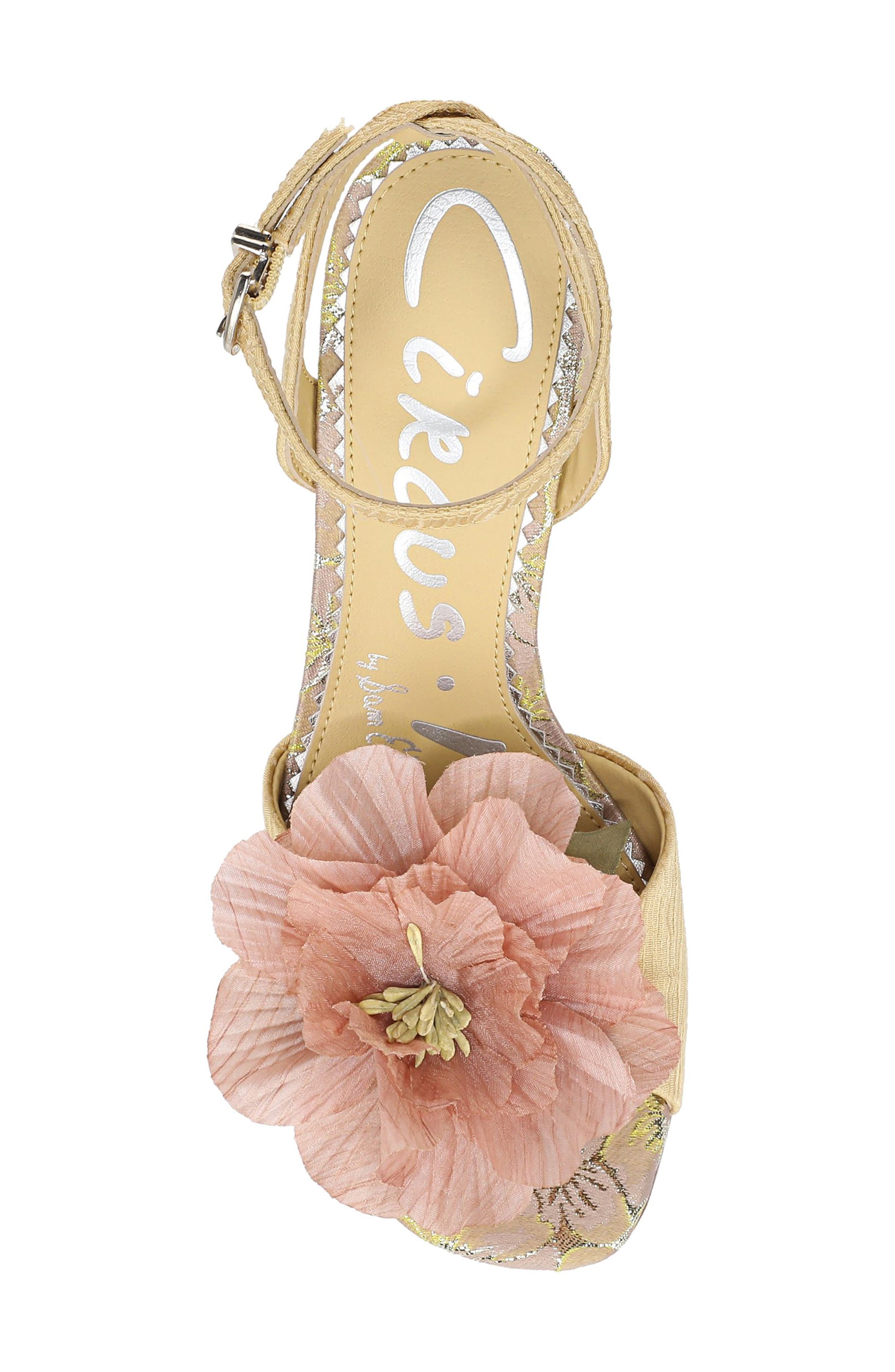 Circus NY by Sam Edelman Aria Flower Ankle Strap Sandal, Alternate, color, Dusty Yellow/ Ballet Blush
