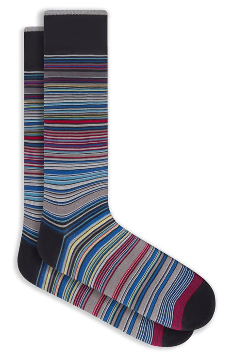 Stripe Mercerized Cotton Blend Dress Socks