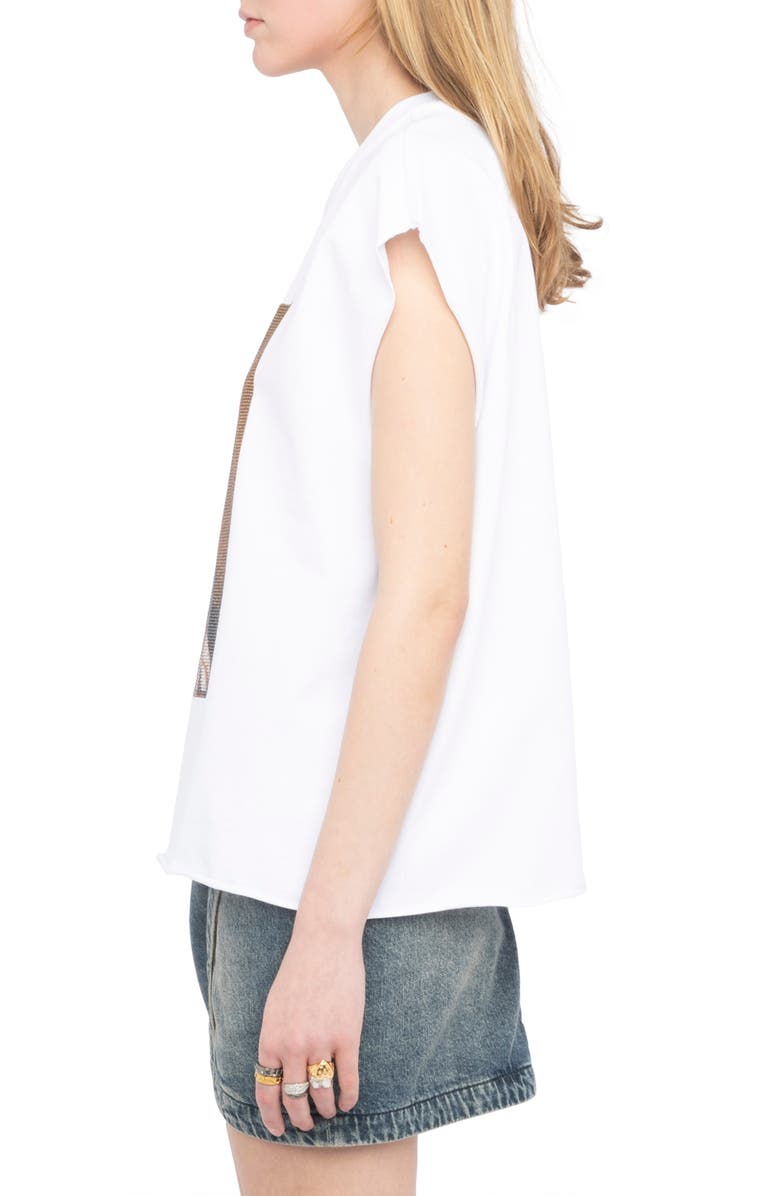 Zadig & Voltaire Cloex Crystal Embellished Voltaire T-Shirt, Alternate, color, White