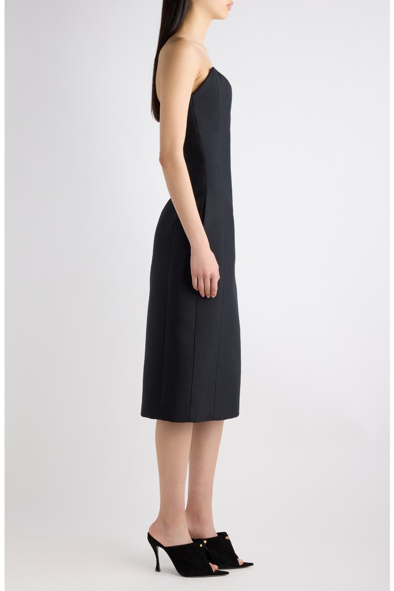 Bustier Wool & Silk Blend Strapless Cocktail Dress, Alternate, color, 1000 BLACK