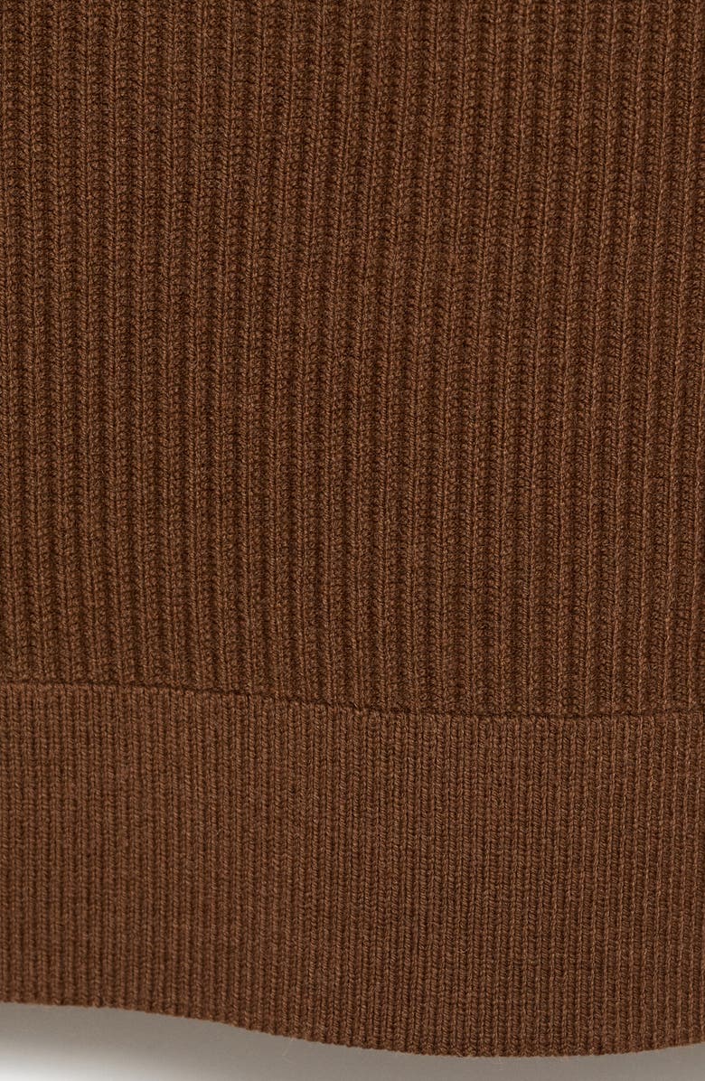 MANGO Johnny Collar Rib Polo Sweater, Alternate, color, Tobacco Brown
