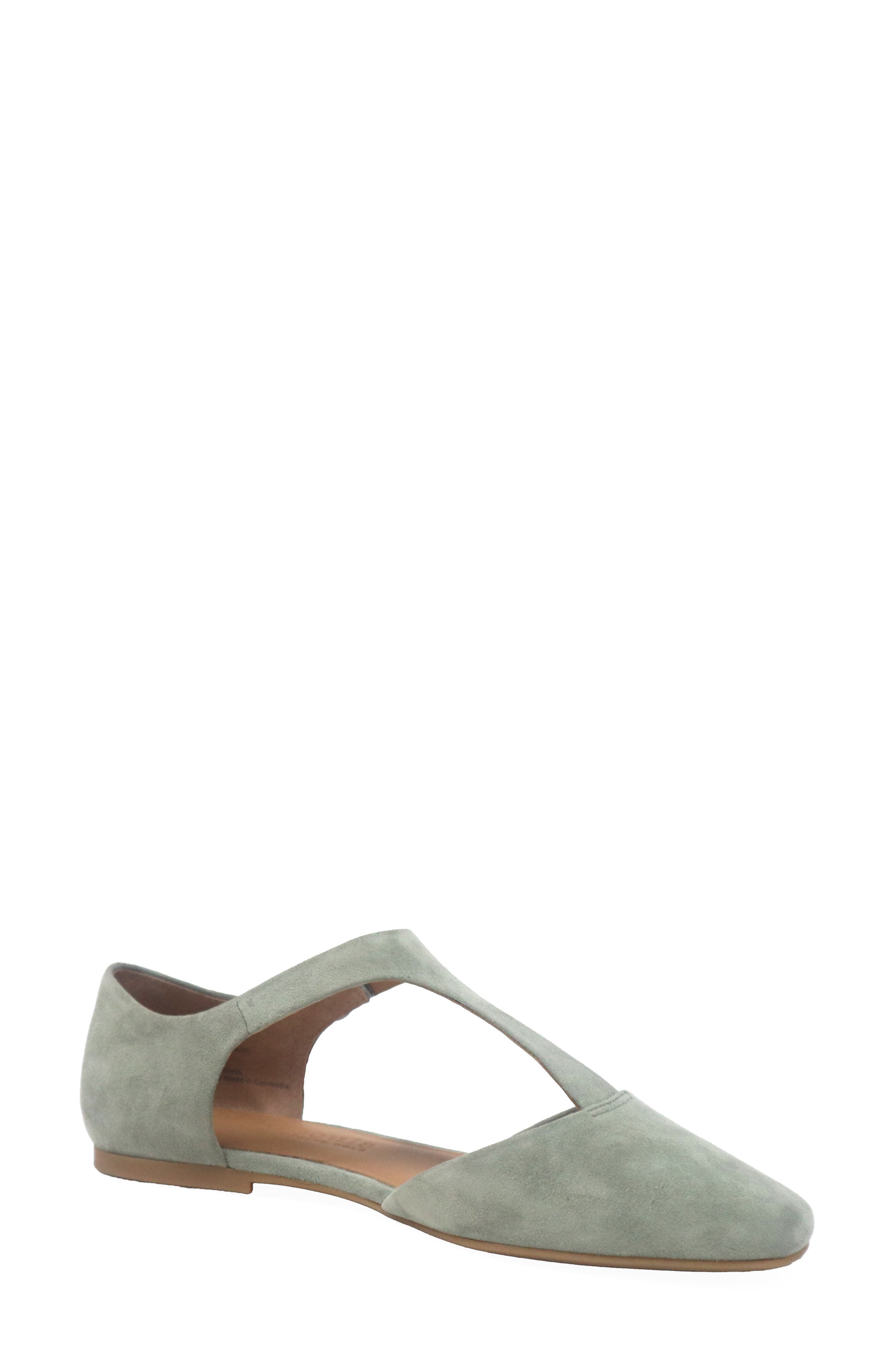 Wyatt T-Strap Flat, Alternate, color, SAGE SUEDE