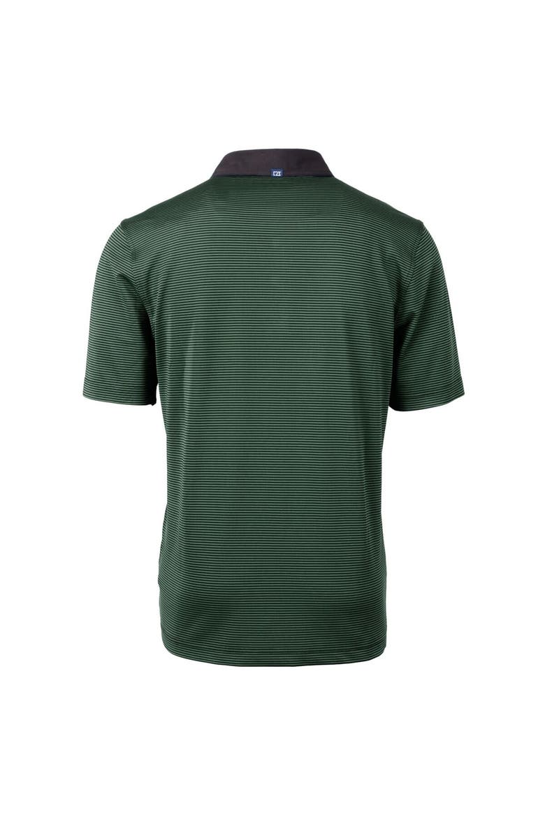 Men's Cutter & Buck  Hunter Green/Black Ivy League DryTec Tri-Blend Virtue Eco Pique Micro Stripe Recycled Polo, Alternate, color, Hunter Green