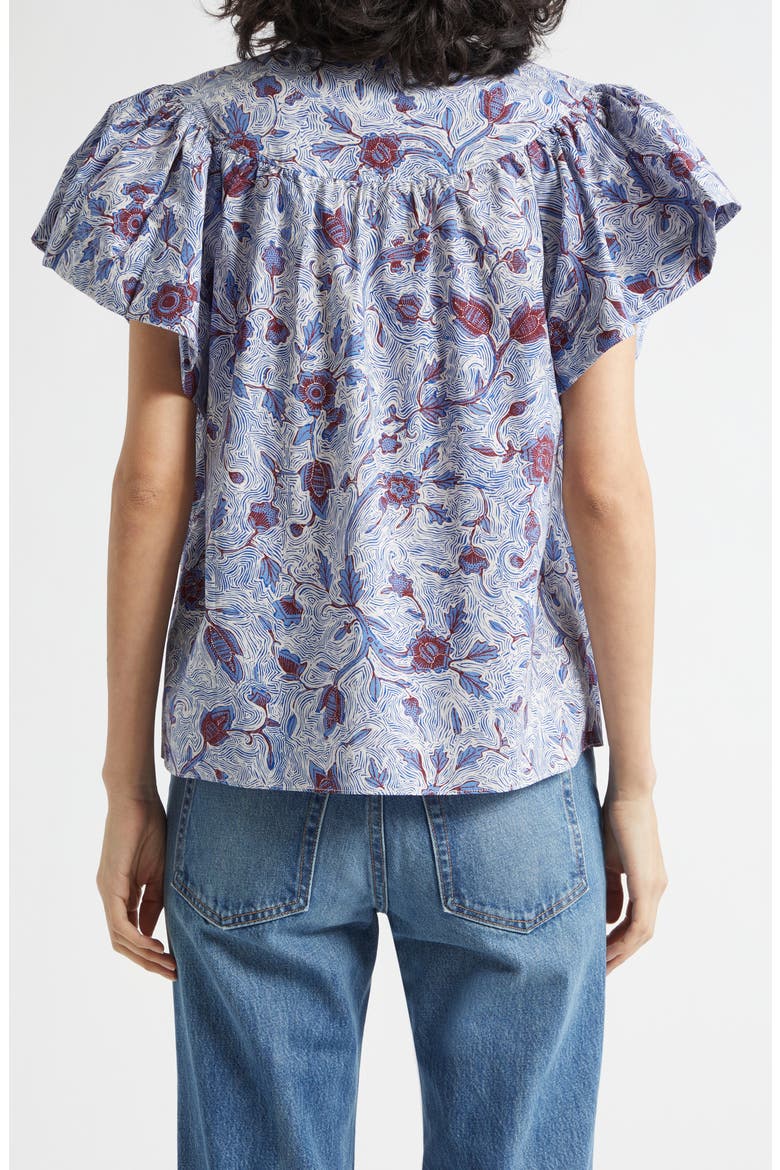 Perline Floral Print Silk Top, Alternate, color, GARDENIA