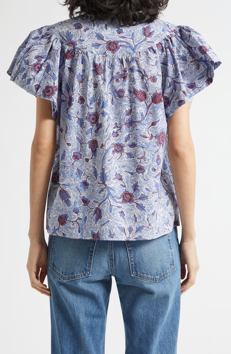 Ulla Johnson Perline Floral Print Silk Top, Alternate, color, Gardenia