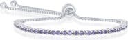 SIMONA Sterling Silver Amethyst CZ Bolo Bracelet