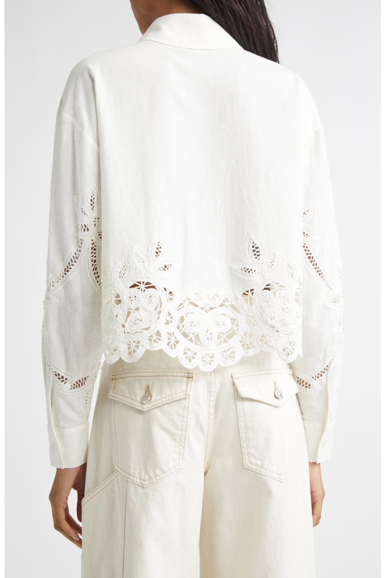 Aderes Floral Cutout Button-Up Shirt, Alternate, color, DOVE