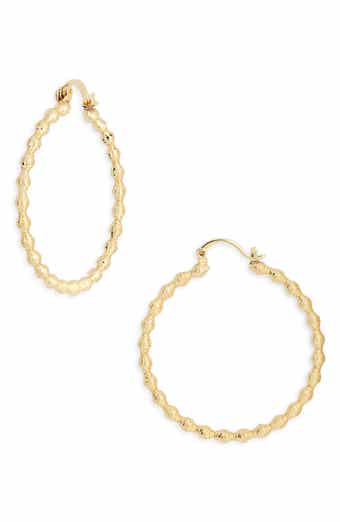 Demi Fine Bead Textured Hoop Earrings