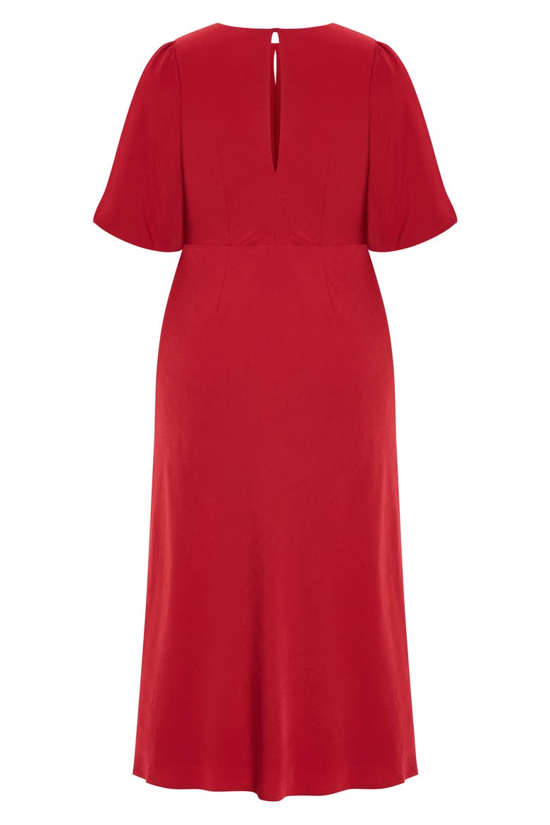 Ines Twist Front Puff Sleeve Maxi Dress, Alternate, color, CHERRY