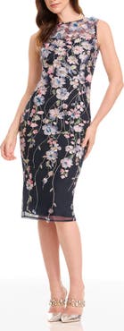 Dress the Population Claudette Embroidered Floral Cocktail Dress