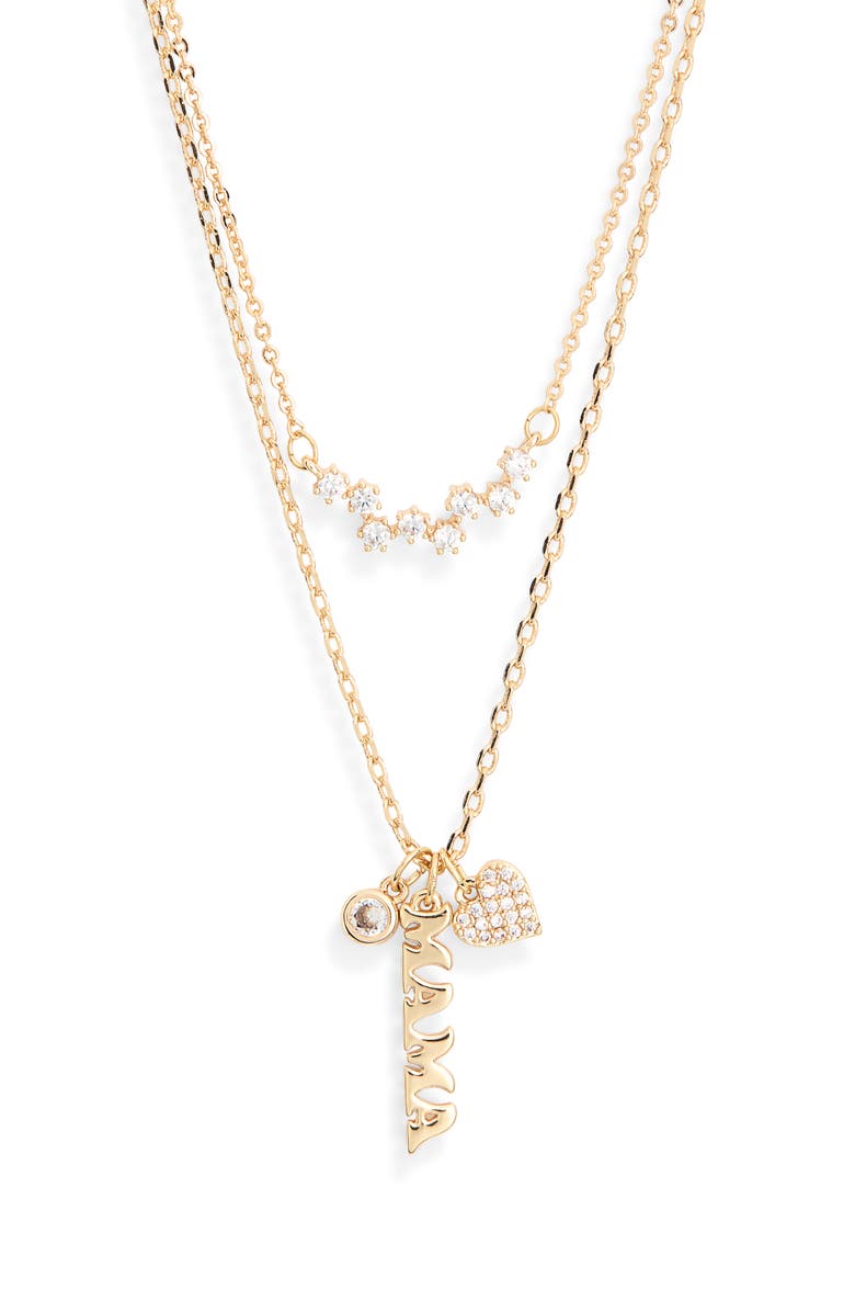 Leith Set of 2 Mama Cluster Charm Necklaces, Alternate, color, Clear- Gold