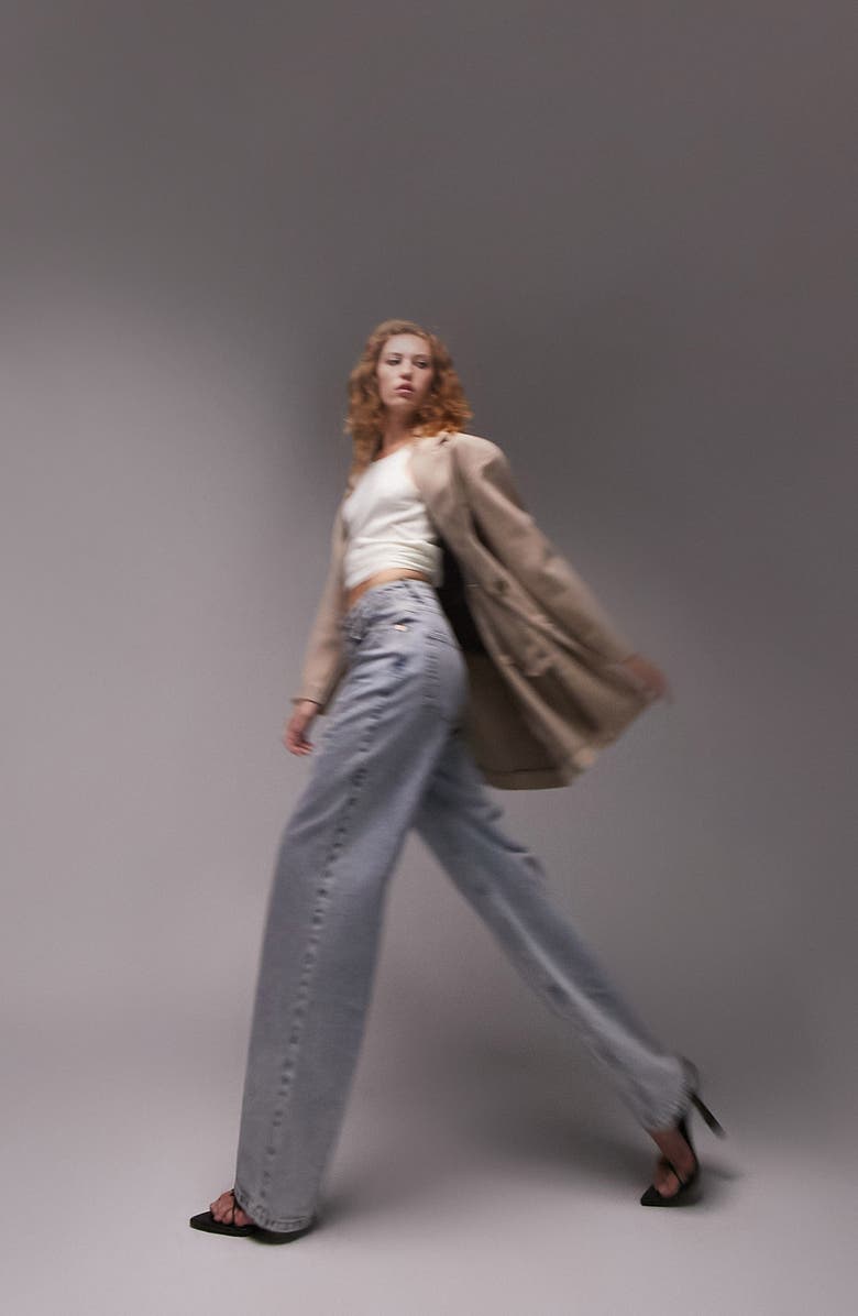 Topshop Riley Double Breasted Coat, Alternate, color, 