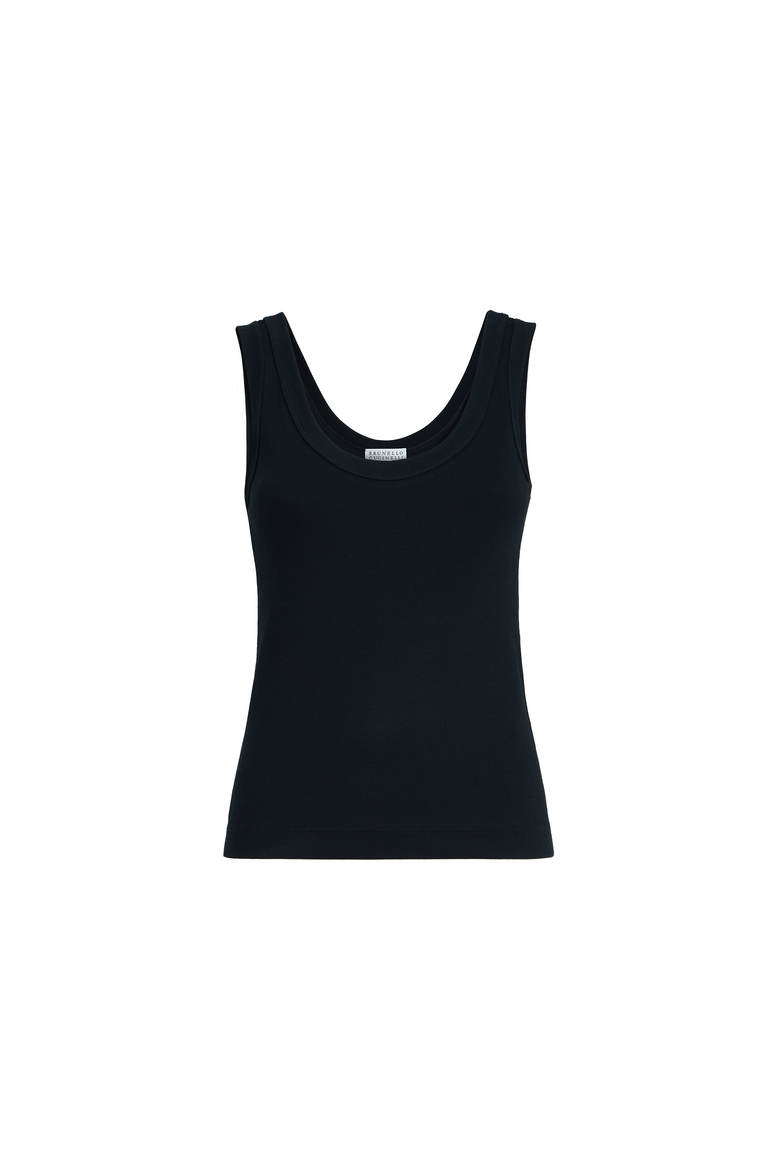 Ribbed jersey top, Alternate, color, Black