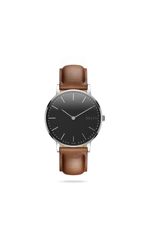 Solios Watches The Solar Classic | Black Dial In Brown Vegan Leather