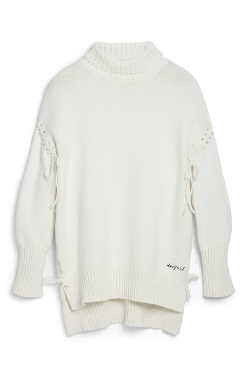 Desigual Laced Sleeve Turtleneck Sweater In Multi