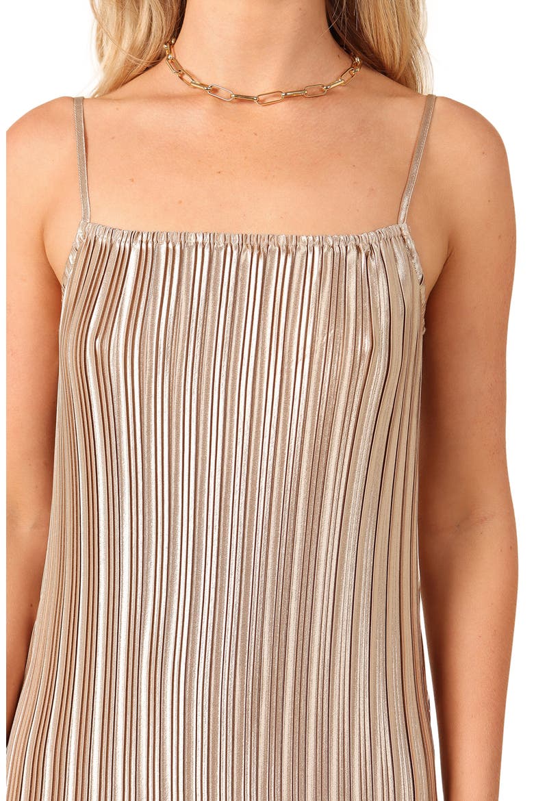 Liza Pleated Maxi Dress, Alternate, color, GOLD