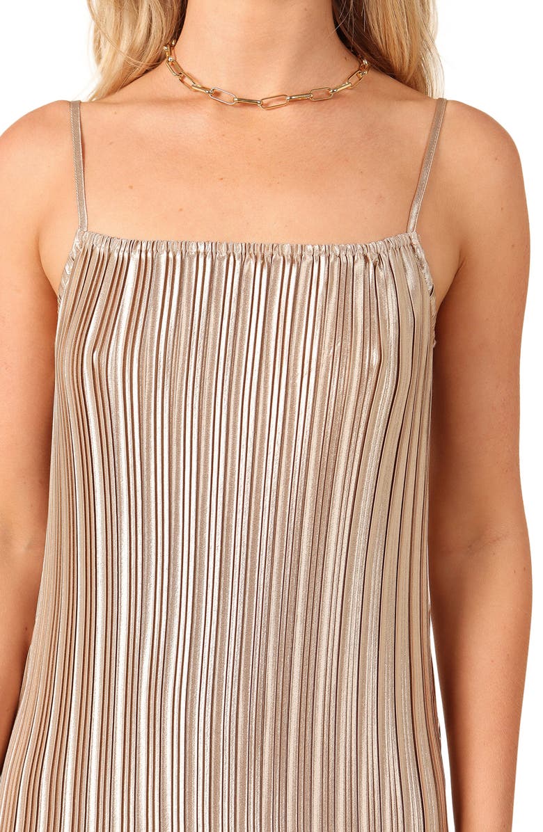 Petal & Pup Liza Pleated Maxi Dress, Alternate, color, Gold