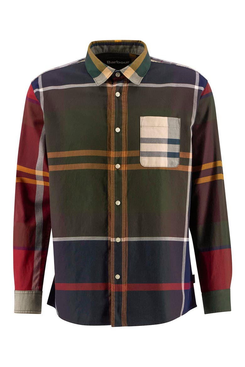 Oversize Patchwork Plaid Cotton Twill Button-Down Shirt, Alternate, color, TARTAN MIX