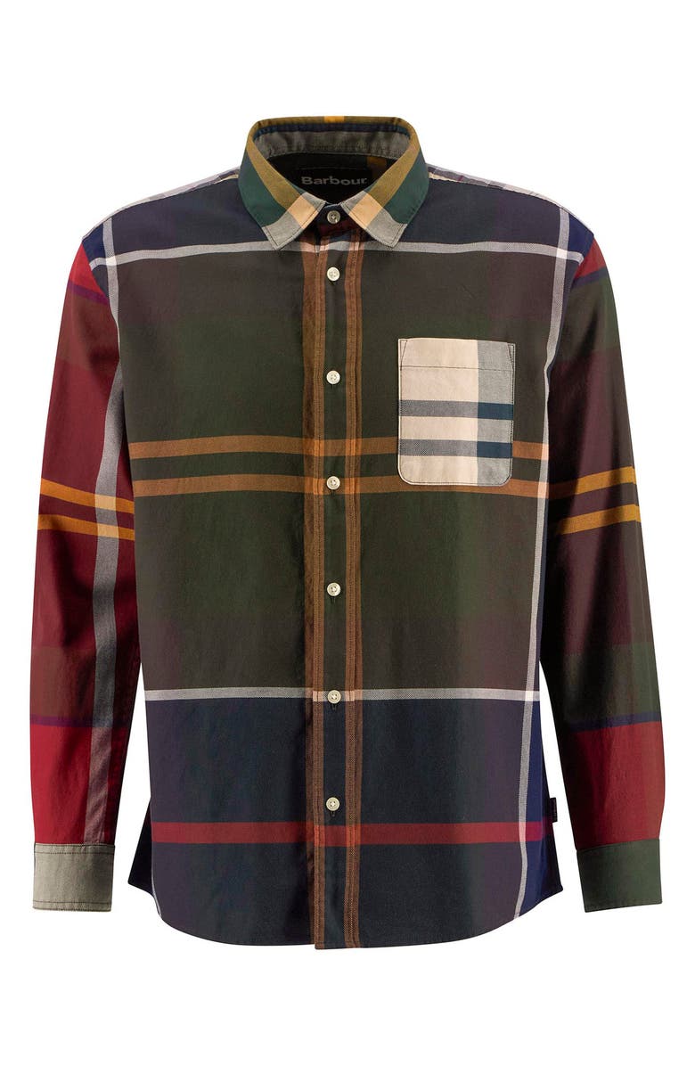 Barbour Oversize Patchwork Plaid Cotton Twill Button-Down Shirt, Alternate, color, Tartan Mix