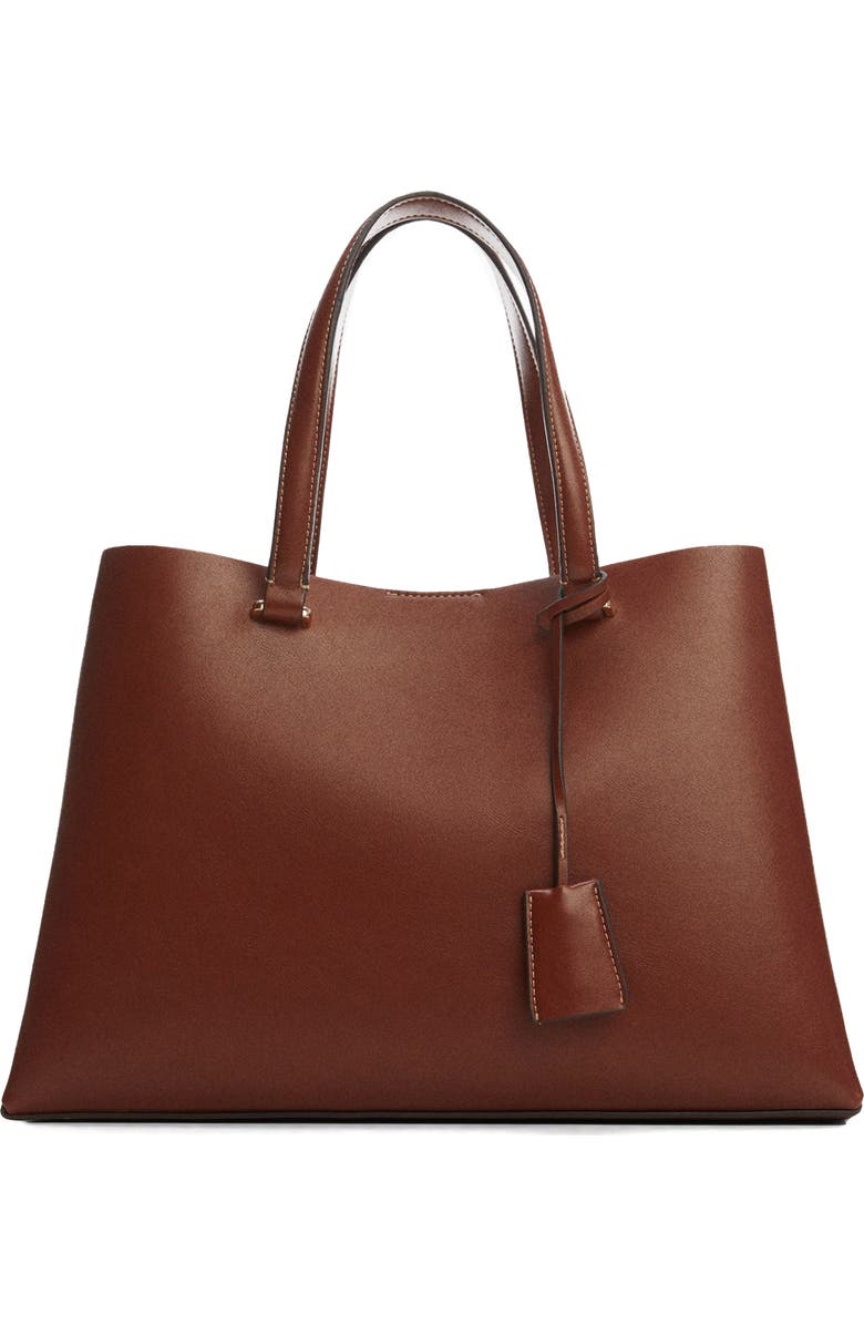MANGO Double Compartment Faux Leather Shopper Bag, Main, color,