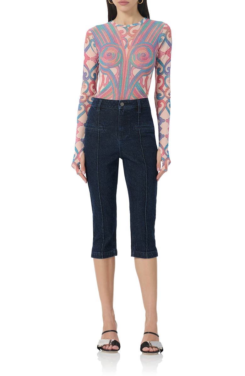 AFRM Pixie Pintuck Capri Jeans, Alternate, color, Rinse Dark Wash