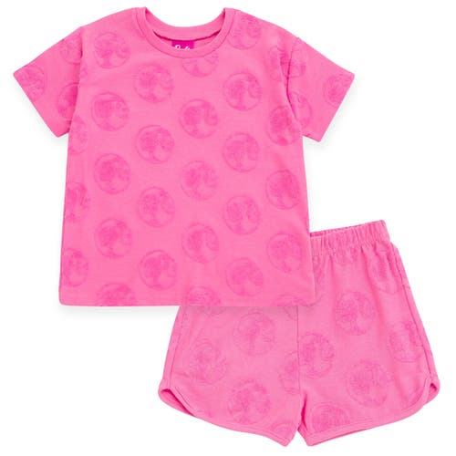 Barbie T-shirt & Loop Terry Shorts Set In Pink