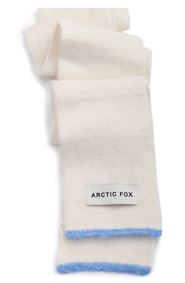 Arctic Fox & Co The Alpaca Blend Skinny Scarf, Alternate, color, Arctic White/ Sky Blue