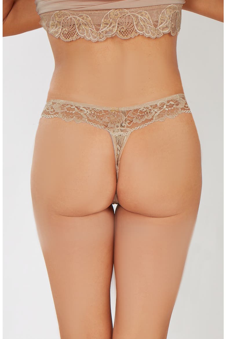 Shirred Bust Lace Camisole and Panty Set, Alternate, color, Nude