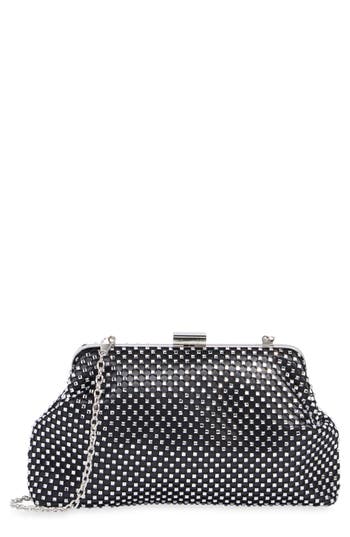 Jessica Mcclintock Phyllis Rhinestone Mesh Clutch In Black