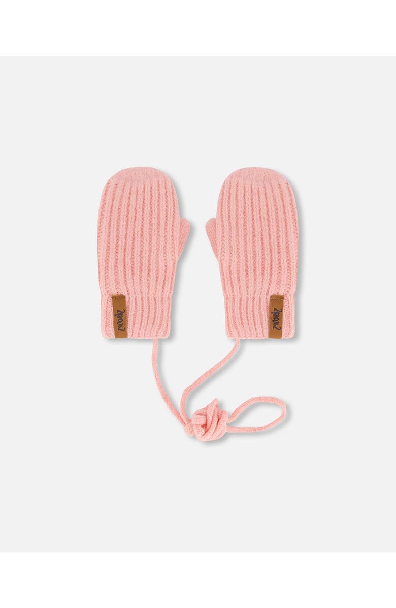 Deux par Deux Baby Girl's Knitted Mittens With String Pink, Main, color, 