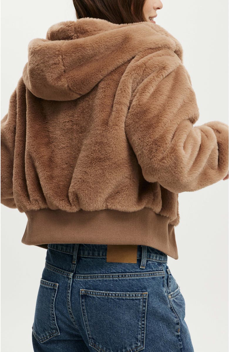 Cotton On Women's Teddy Hooded Jacket, Alternate, color, Mocha