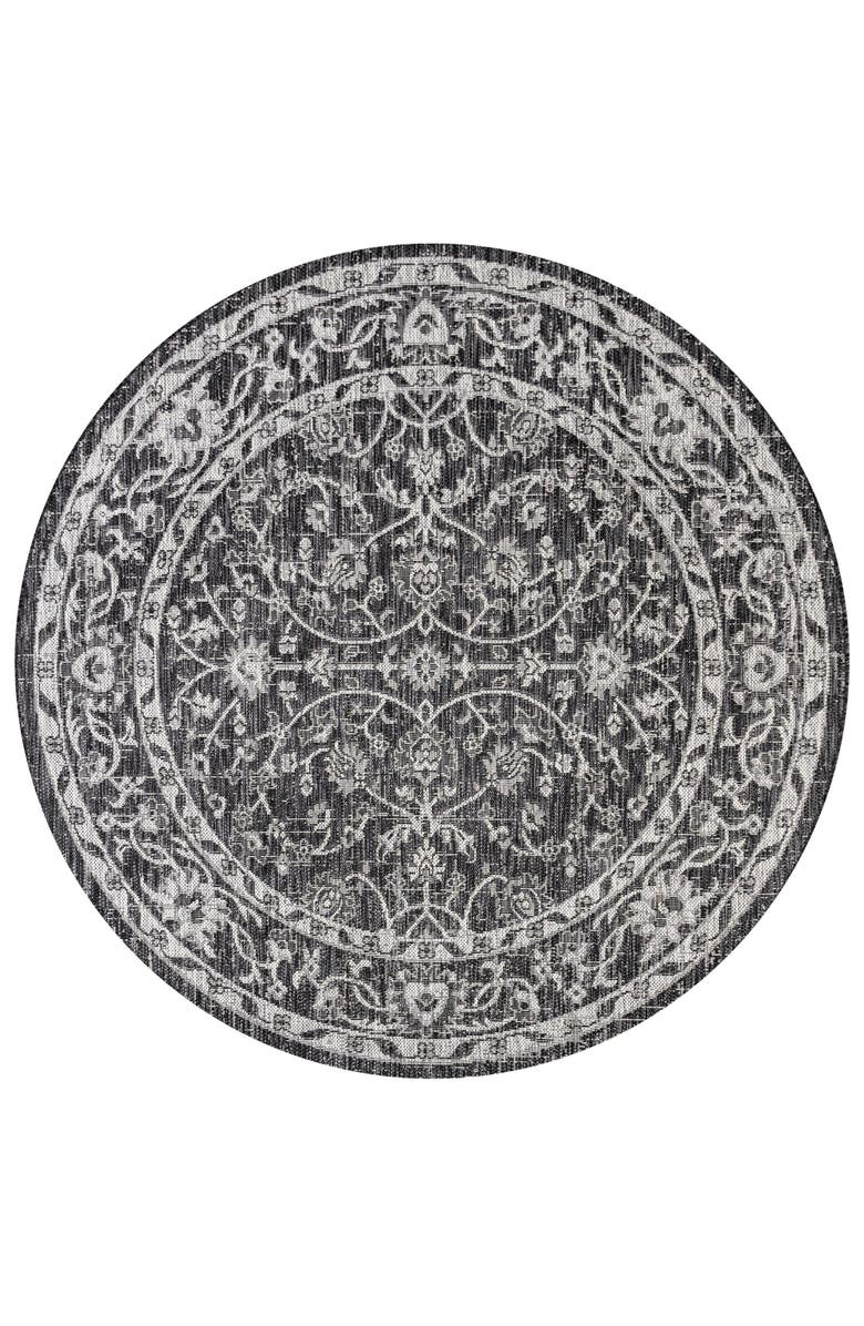 JONATHAN Y Palazzo Vine and Border Textured Weave Indoor/Outdoor Round Area Rug, Alternate, color, Black/Gray