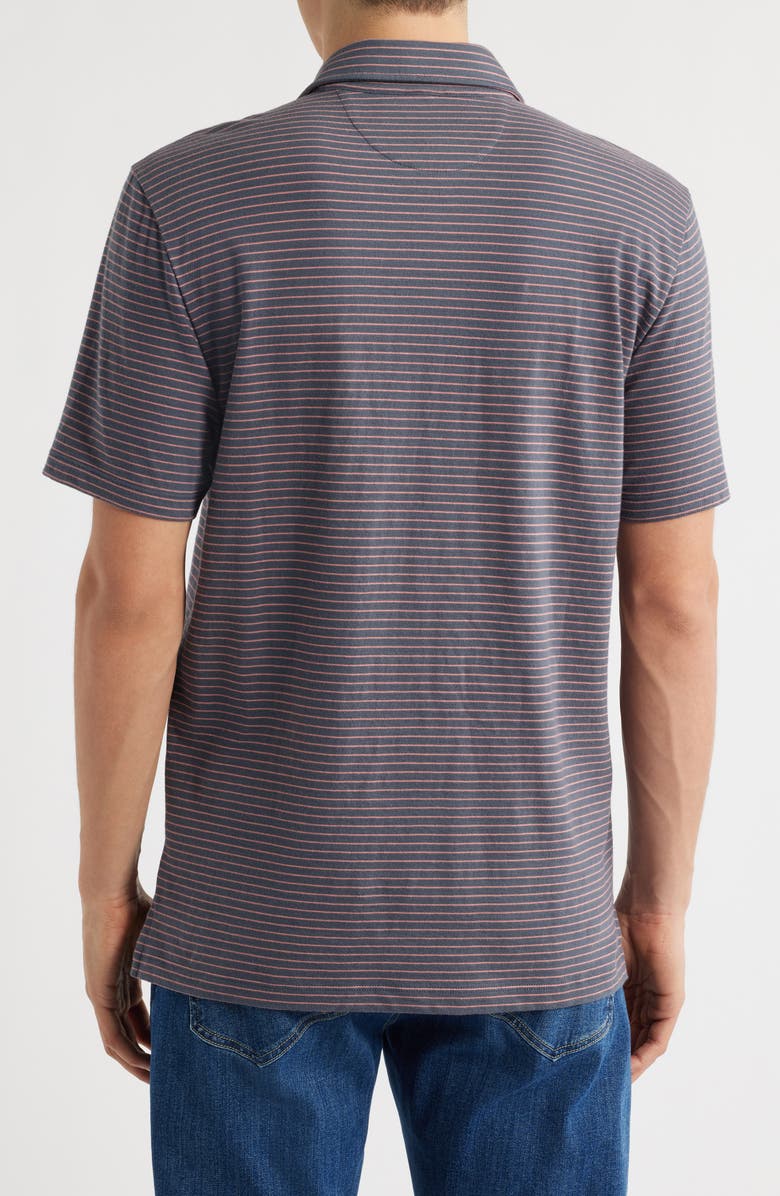 Faherty Retreat Stripe Short Sleeve Polo, Alternate, color, Navy Cherry Stripe
