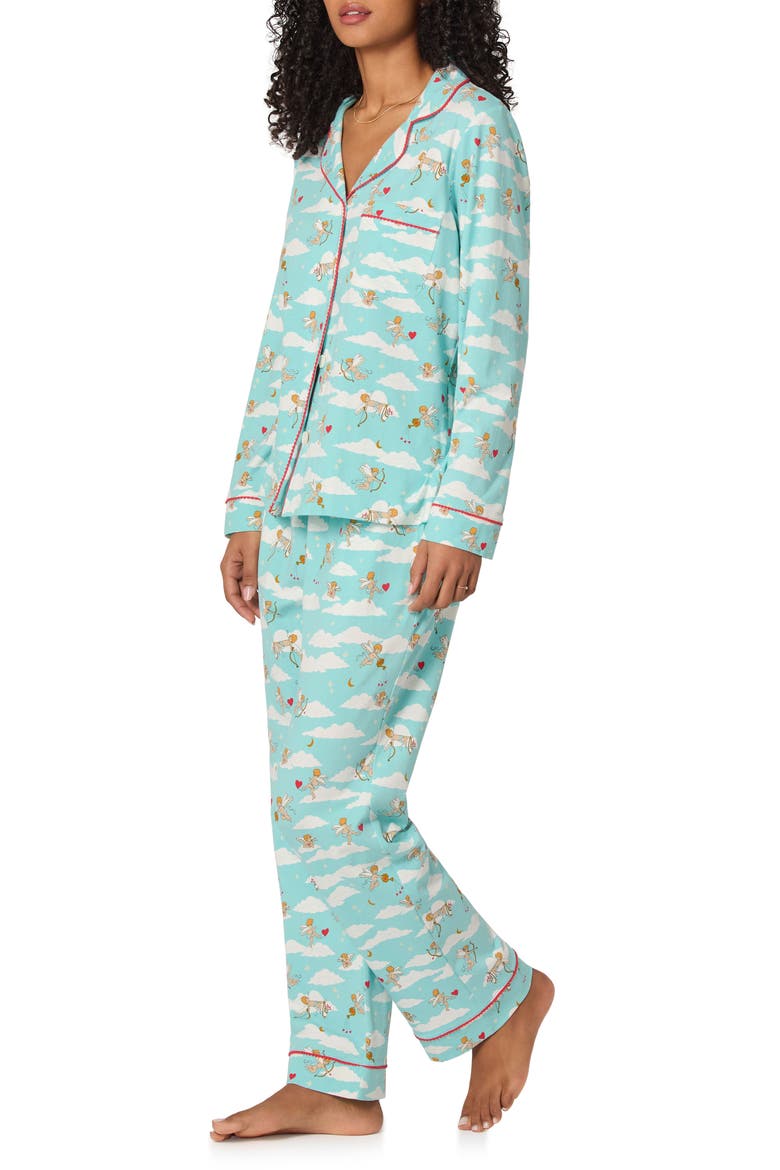 Print Stretch Organic Cotton Pajamas, Alternate, color, CHEEKY CUPID