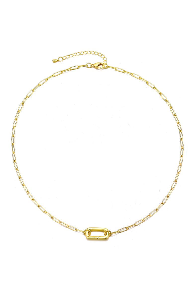Adornia Lock Charm Necklace, Alternate, color, Gold