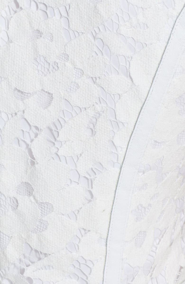 Cynthia Steffe Leather Trim Floral Raschel Lace Sheath, Alternate, color,