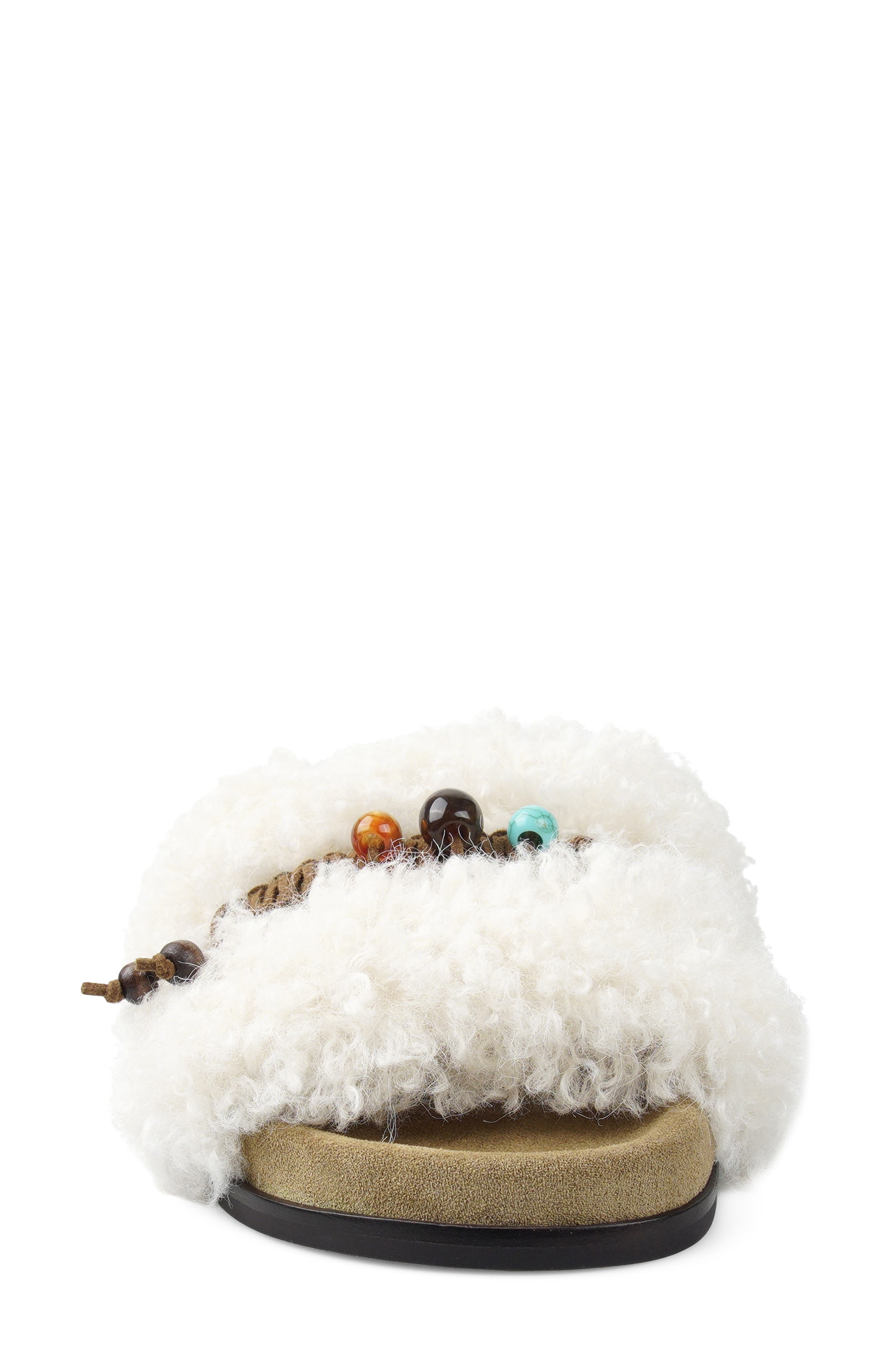 Bishop Faux Fur Slide Sandal, Alternate, color, NATURAL