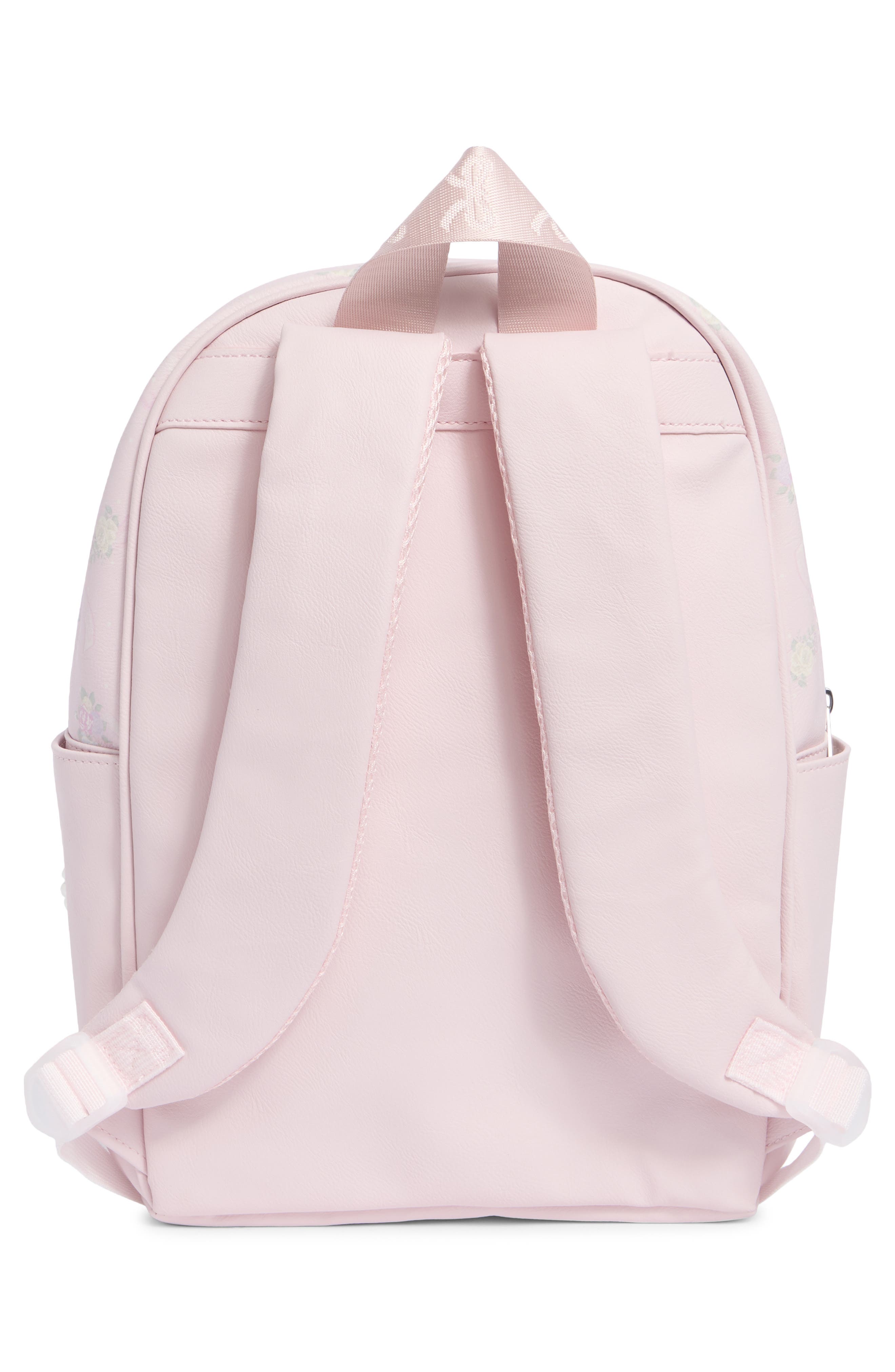 Large Bow Floral Quilted Backpack, Alternate, color, POWDER PINK