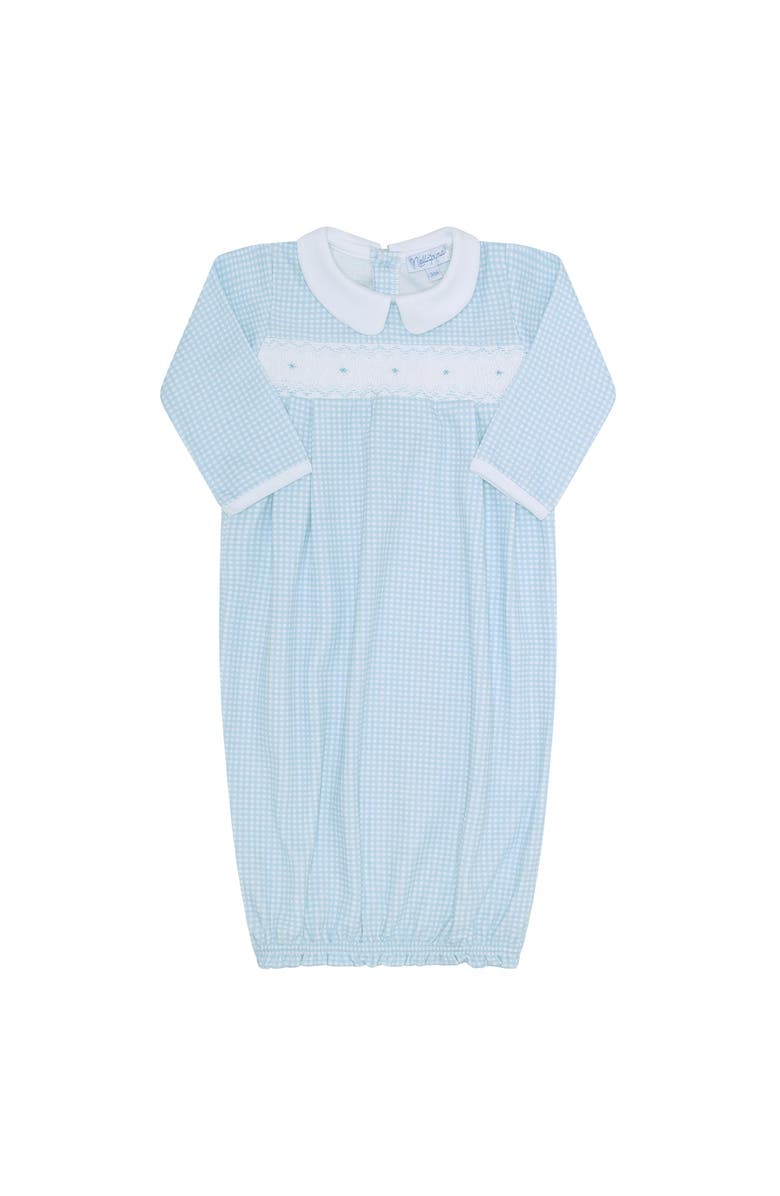 Nellapima Blue Gingham Smocked Gown - Baby, Main, color, Blue