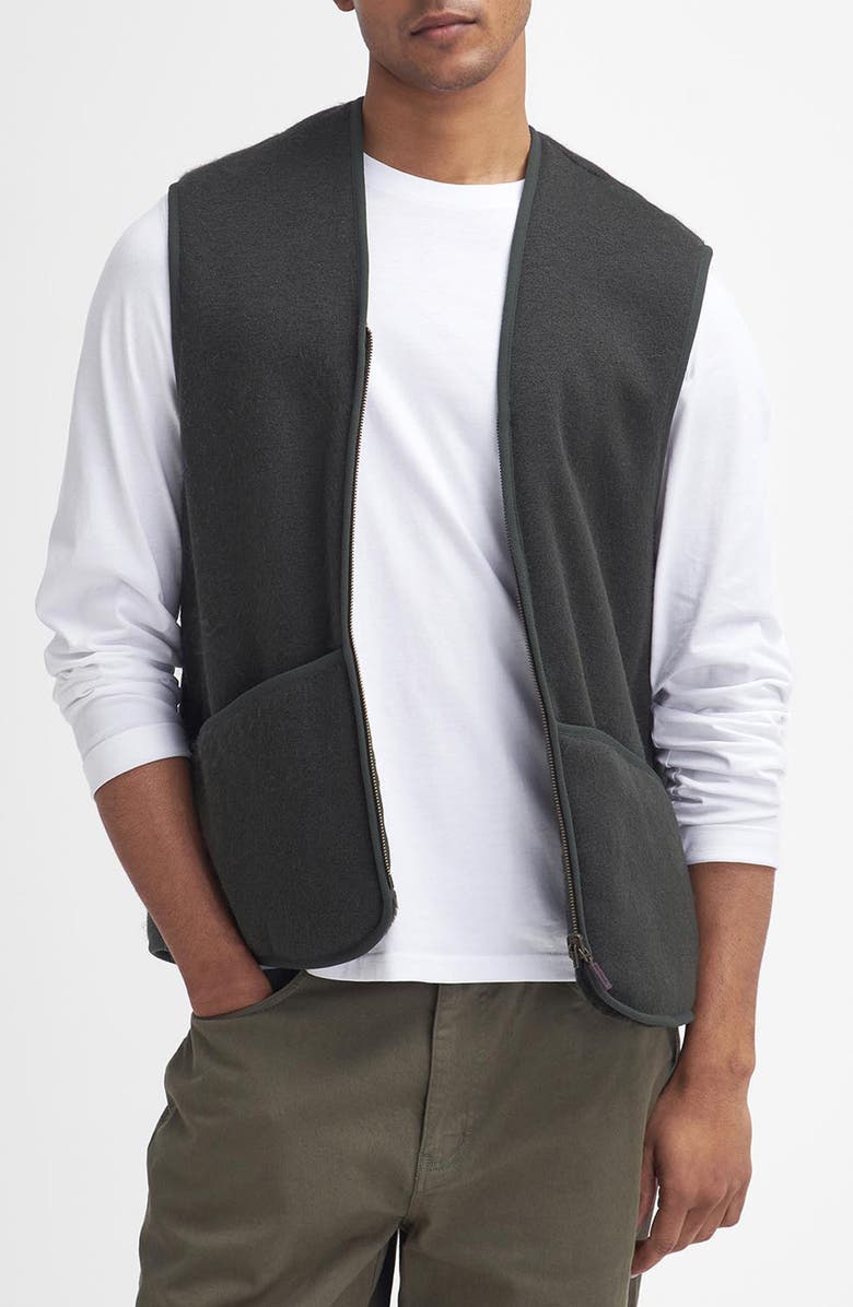 Barbour Faux Fur Fleece Zip-Up Liner Vest, Main, color, 