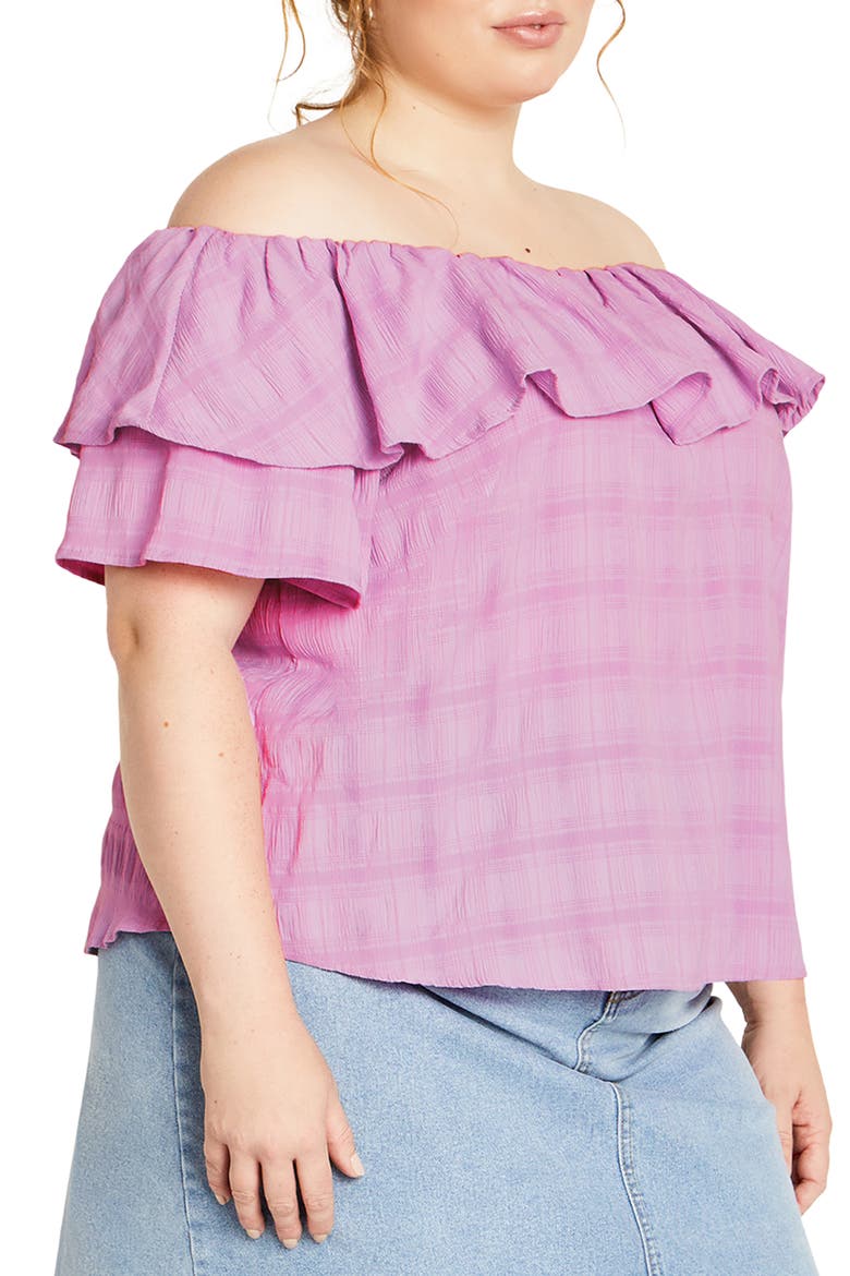 Christy Off the Shoulder Ruffle Top, Alternate, color, VIOLET