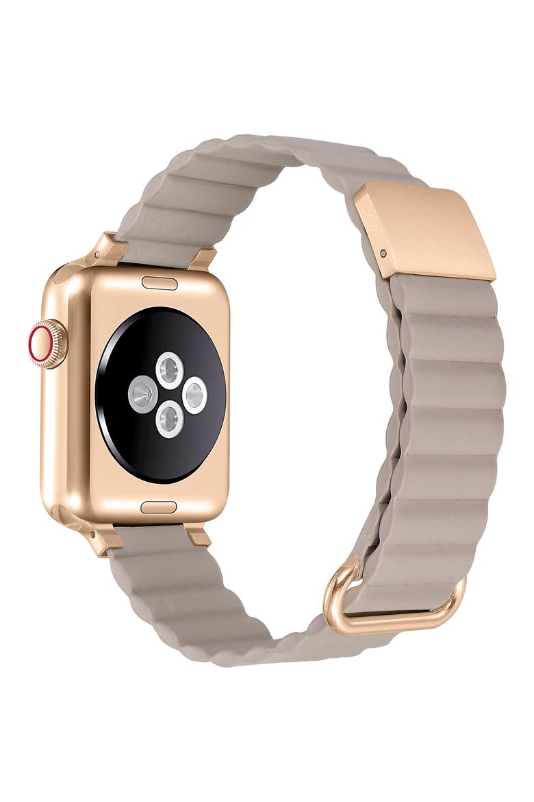 Dakota Leather Apple Watch® Watchband, Alternate, color, KHAKI