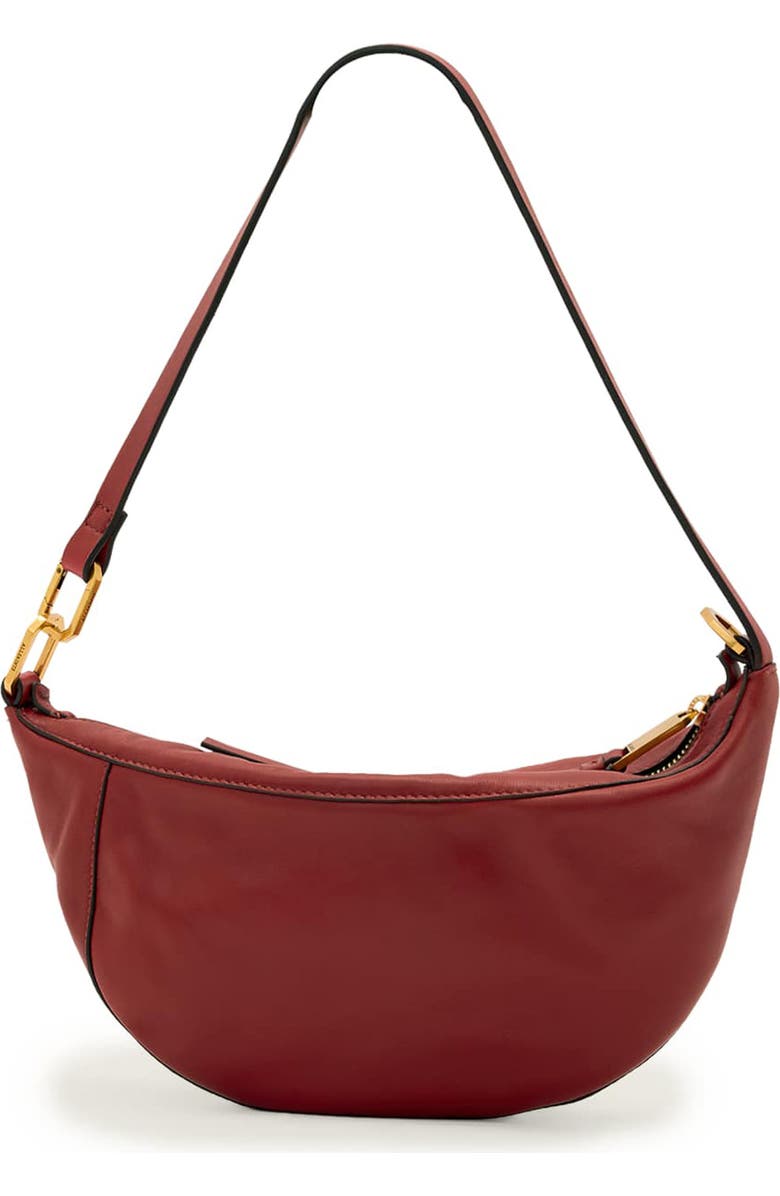 AllSaints Micro Luna Leather Shoulder Bag, Main, color, Pyrrole Red